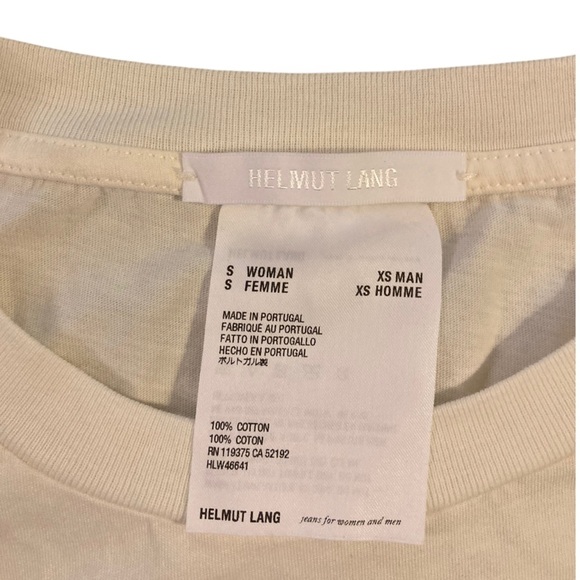 Helmut Lang Cotton Logo Women’s Baby Tee NWT Short Sleeves Cream Shocking Pink - Picture 4 of 13